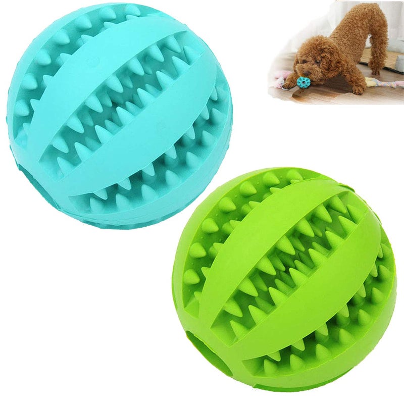 Sunglow 2 Pack Dog Toy Ballï¼ŒNontoxic Bite Resistant Teething Toys Balls for Small/Medium/Large Dog and Puppy Cat, Dog Pet Food Treat Feeder Chew Tooth Cleaning Ball Exercise Game IQ Training - Image 1